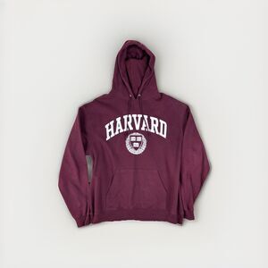 Vintage Harvard University Crest Champion Pull Over Hoodie Sweatshirt Large